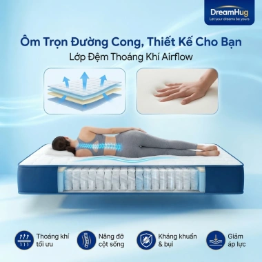 DreamHug Nệm Lò Xo Túi Độc Lập 20cm Chất Lượng 5 Sao Khách Sạn - 1,089,000 VND 2 DreamHug Nệm Lò Xo Túi Độc Lập 20cm Chất Lượng 5 Sao Khách Sạn - 1,089,000 VND 2