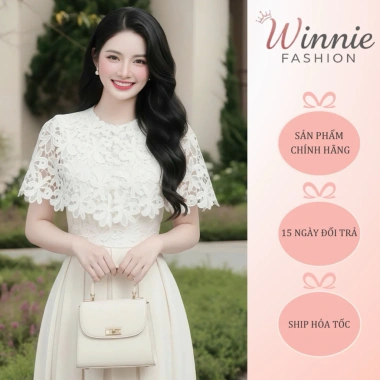DS7.621 Váy xòe dài trắng ren nữ tính công sở - Dolce Viva Collection giảm giá 599k