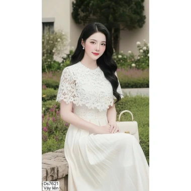 DS7.621 Váy xòe dài trắng ren nữ tính công sở - Dolce Viva Collection giảm giá 599k 5 DS7.621 Váy xòe dài trắng ren nữ tính công sở - Dolce Viva Collection giảm giá 599k 5