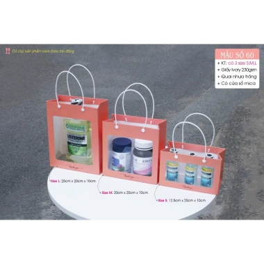 Đủ 4 Size - Túi Giấy Mika Mặt Kính Đựng Quà Tặng, Bó Hoa, Hoa Khô, Yến Chưng, Mỹ Phẩm - Sỉ 20 Cái Giá 182.000 6