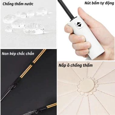 Dù Che Mưa Mika Đi Nắng Gấp Nút Bấm Tự Động, Gọn Nan Kép, Chống Thấm Bền - Giá 149.000 VNĐ 5 Dù Che Mưa Mika Đi Nắng Gấp Nút Bấm Tự Động, Gọn Nan Kép, Chống Thấm Bền - Giá 149.000 VNĐ 5