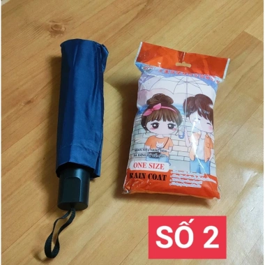 Dù gấp gọn cao 55cm kèm áo mưa nilon tiện lợi, giảm giá chỉ 61.000 VND, bảo vệ mưa nắng mọi lúc