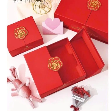 Đủ Hộp + Túi Đỏ Hoa - Hộp quà tặng 20/10, Valentine, Sinh nhật, kèm rơm PGB, quà PK, giá 25.000 8