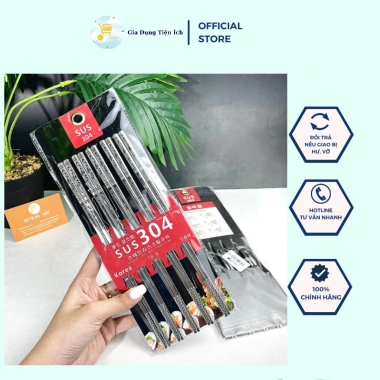 Đũa Gắp Thức Ăn Inox SUS 304 5 Đôi Dày Dặn, Sáng Bóng, Bền - Giá chỉ 151.000₫