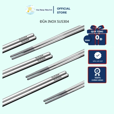 Đũa Gắp Thức Ăn Inox SUS 304 5 Đôi Dày Dặn, Sáng Bóng, Bền - Giá chỉ 151.000₫
