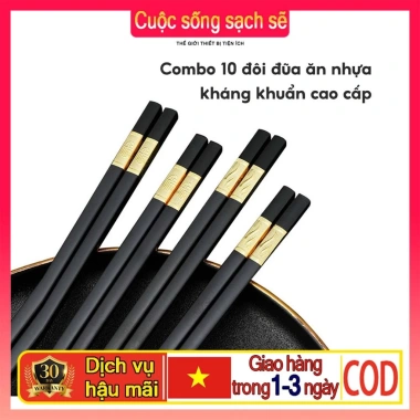 Đũa kháng khuẩn 10 đôi – Chống mốc, đầu đũa chống trượt, chịu nhiệt cao, chỉ 95.460₫