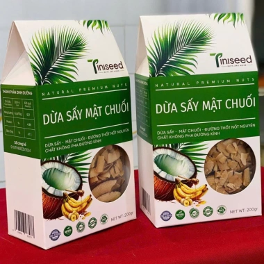 Dừa Sấy Mật Chuối TINISEED Không Đường Giòn Thơm, Ăn Vặt Healthy, Giá 95.000₫