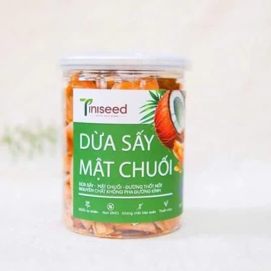 Dừa Sấy Mật Chuối TINISEED Không Đường Giòn Thơm, Ăn Vặt Healthy, Giá 95.000₫