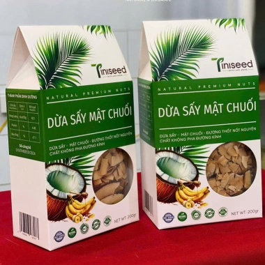 Dừa Sấy Mật Chuối TINISEED Không Đường Giòn Thơm, Ăn Vặt Healthy, Giá 95.000₫
