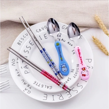 Đũa tập ăn Doraemon Hàn Quốc kèm thìa dĩa - Giá ưu đãi 36.000, chất liệu an toàn 4