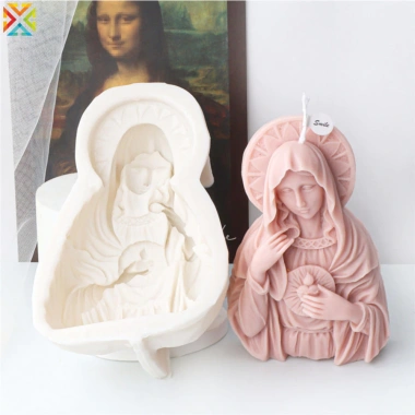 Đức Trinh Nữ Mary Bust Điêu Khắc Nến Khuôn Silicon DIY Trừu Tượng Madonna 163.999₫