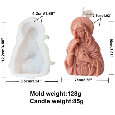 Đức Trinh Nữ Mary Bust Điêu Khắc Nến Khuôn Silicon DIY Trừu Tượng Madonna 163.999₫