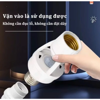 Đui đèn cảm ứng thông minh tự sáng khi có người, tắt bật tự động, công tắc hồng ngoại, đui xoáy - 38.998₫