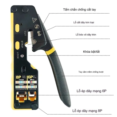 Dụng cụ ép đầu kìm bấm cáp mạng CAT5/6/7 - Kềm xuyên thấu, đầu thường nhỏ gọn, RJ11 RJ45 - Giá 110.000₫ 2