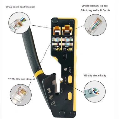 Dụng cụ ép đầu kìm bấm cáp mạng CAT5/6/7 - Kềm xuyên thấu, đầu thường nhỏ gọn, RJ11 RJ45 - Giá 110.000₫ 3