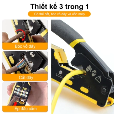 Dụng cụ ép đầu kìm bấm cáp mạng CAT5/6/7 - Kềm xuyên thấu, đầu thường nhỏ gọn, RJ11 RJ45 - Giá 110.000₫ 5