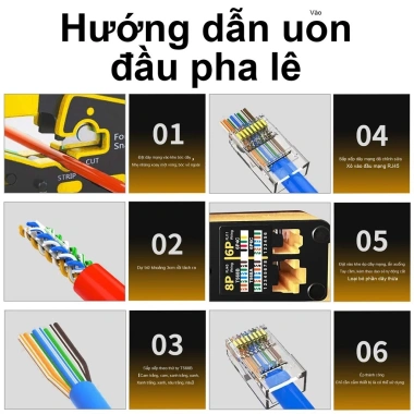 Dụng cụ ép đầu kìm bấm cáp mạng CAT5/6/7 - Kềm xuyên thấu, đầu thường nhỏ gọn, RJ11 RJ45 - Giá 110.000₫ 6