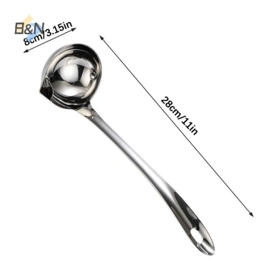 Dụng cụ tách dầu mỡ súp thép không gỉ B&N muỗng Skimmer cách nhiệt, chống bỏng, lọc sạch nhanh