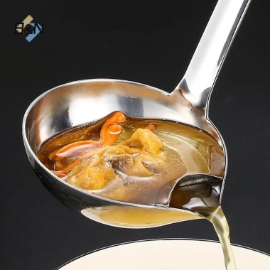 Dụng cụ tách dầu mỡ súp thép không gỉ B&N muỗng Skimmer cách nhiệt, chống bỏng, lọc sạch nhanh