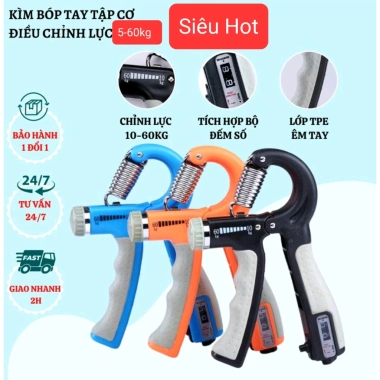 Dụng Cụ Tập Cơ Tay Kìm Bóp Tay Đếm Số 60kg - Chịu Lực Xịn, Tập Gym Tại Nhà 79k