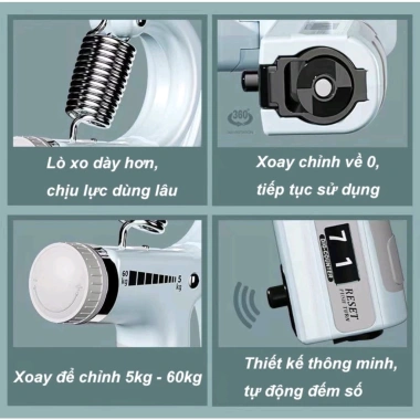 Dụng Cụ Tập Cơ Tay Kìm Bóp Tay Đếm Số 60kg - Chịu Lực Xịn, Tập Gym Tại Nhà 79k
