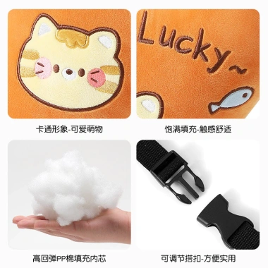 Dụng cụ thắt dây an toàn dài, gối ôm xe sau & đệm ngủ ô tô, hỗ trợ cổ trẻ em