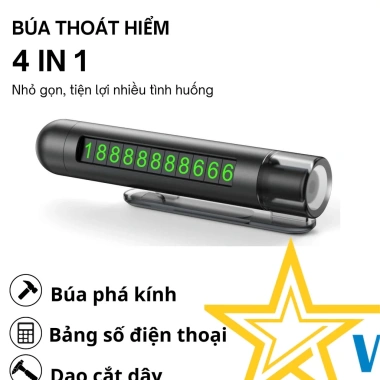 Dụng cụ thoát hiểm ô tô 4in1 VIETMART CAR – Bảng số, đèn pin, dao cắt, giá 320.000₫ 6