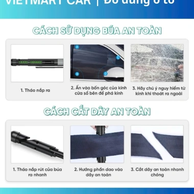Dụng cụ thoát hiểm ô tô 4in1 VIETMART CAR – Bảng số, đèn pin, dao cắt, giá 320.000₫ 8