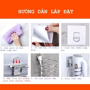 Dụng Cụ Treo Máy Sấy Tóc Inox Kiểu Cơn Lốc Xoắn - Kệ Treo Bền Bỉ, Giá 25.000