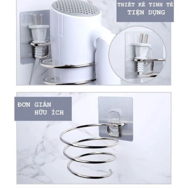 Dụng Cụ Treo Máy Sấy Tóc Inox Kiểu Cơn Lốc Xoắn - Kệ Treo Bền Bỉ, Giá 25.000