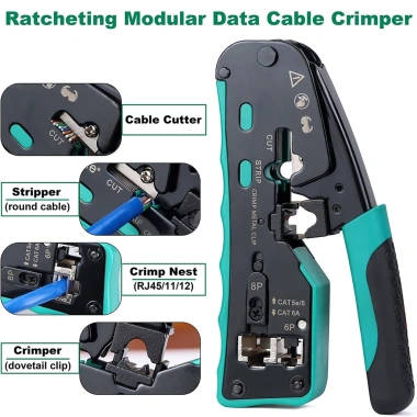 Dụng cụ uốn RJ45 đa chuẩn Cat5e Cat6 Cat6a Cat7, hỗ trợ RJ11/RJ12 – Giá chỉ 489.499đ 2
