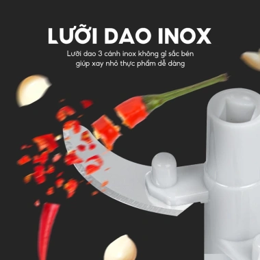 Dụng cụ xay tỏi ớt Lebenlang LBL3.939 450ml lưỡi bén, dây rút tiện lợi - chính hãng 4