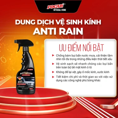 Dung dịch Focar Anti Rain 500ml - Chống bám nước, bụi, làm sạch kính xe, giá 159k