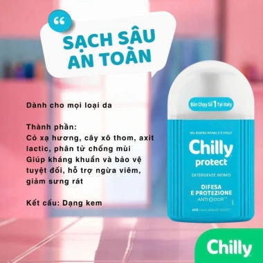 Dung dịch vệ sinh phụ nữ Chilly 200ml chiết xuất bạc hà - Làm sạch, dưỡng ẩm, chỉ 200.000₫