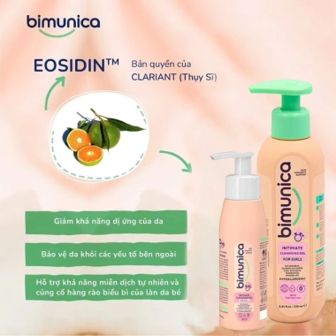 Dung dịch vệ sinh vùng kín BIMUNICA 250ml - Dịu nhẹ cho bé gái 0 tháng, chính hãng, giảm còn 299k