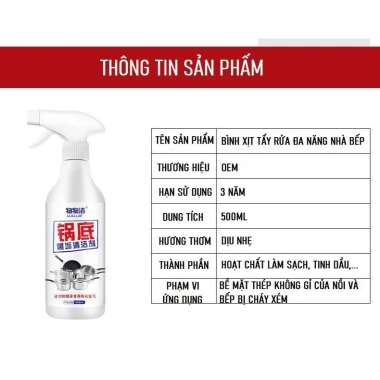Dung Dịch Xịt Tẩy Cặn Đen Đáy Nồi 500ml - Tẩy xoong, vết ố, đánh bóng inox, sạch 8