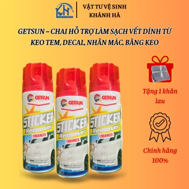 Dung dịch xịt tẩy keo, decal, tem nhãn GETSUN 450ml - Giá chỉ 113k, tiện lợi