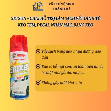 Dung dịch xịt tẩy keo, decal, tem nhãn GETSUN 450ml - Giá chỉ 113k, tiện lợi