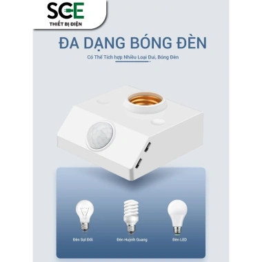 Đuôi đèn cảm biến chuyển động E27 SCE-DCB01 tùy chỉnh nút gạt – Giá ưu đãi 74.900₫ (giảm từ 96.621₫) 2