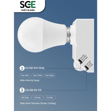 Đuôi đèn cảm biến chuyển động E27 SCE-DCB01 tùy chỉnh nút gạt – Giá ưu đãi 74.900₫ (giảm từ 96.621₫) 3