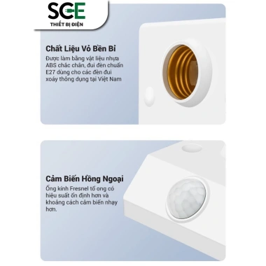 Đuôi đèn cảm biến chuyển động E27 SCE-DCB01 tùy chỉnh nút gạt – Giá ưu đãi 74.900₫ (giảm từ 96.621₫) 5