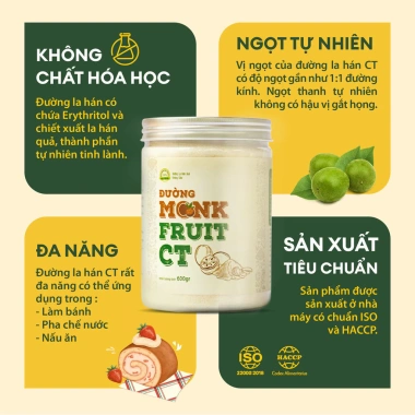 Đường Ăn Kiêng La Hán Quả Organic Hữu Cơ Monkfruit Ct Pharma 600g - 150.000₫ 3
