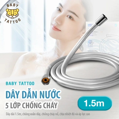 Đường Dây Ống Nước 5 Lớp Chống Cháy, Chống Xoắn 1.5m - Dây Dẫn Nước Vòi Sen Tắm Baby Tattoo Giá 190k 2