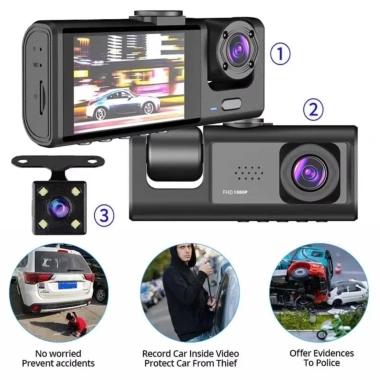 DVR ô tô FILEWOTO - Đầu ghi HD âm thanh, điều khiển app, tầm nhìn ban đêm IR, 3 kênh 360 xem video, chỉ 459.580 VND