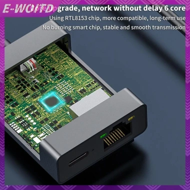 E-woitd Type‑C sang RJ45 1.000Mbps USB‑Ethernet sạc PD cho điện thoại, máy tính