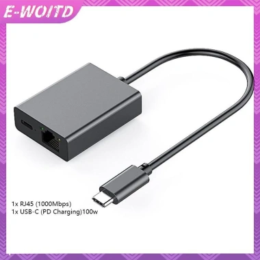 E-woitd Type‑C sang RJ45 1.000Mbps USB‑Ethernet sạc PD cho điện thoại, máy tính
