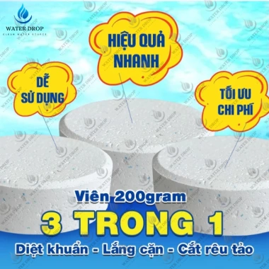 Eco Chlor 3 trong 1 Clo viên 200g Chlorine 84% diệt rêu tảo, làm trong nước, 5 viên/hũ, giảm còn 95.000 VND 2 Eco Chlor 3 trong 1 Clo viên 200g Chlorine 84% diệt rêu tảo, làm trong nước, 5 viên/hũ, giảm còn 95.000 VND 2
