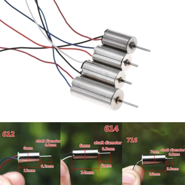 EHES DC3.7V 40k-50k rpm Động cơ cốc rỗng không lõi RC HM 612-614-716 - Giá 34.223đ