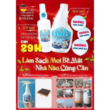 ELITE NANO CLEAN - Tẩy đa năng Nano Đức, an toàn, khử mùi, diệt khuẩn 99% + miếng chùi xoong nồi, chỉ 40.000₫