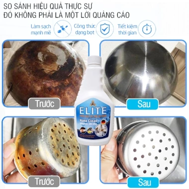 ELITE NANO CLEAN - Tẩy đa năng Nano Đức, an toàn, khử mùi, diệt khuẩn 99% + miếng chùi xoong nồi, chỉ 40.000₫